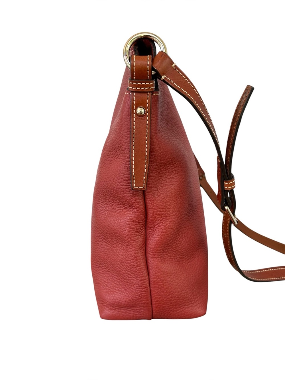 💐 Dooney & Bourke Red Pebble Grain Leather Tassel Shoulder Bag. J12526577 - Picture 6 of 14